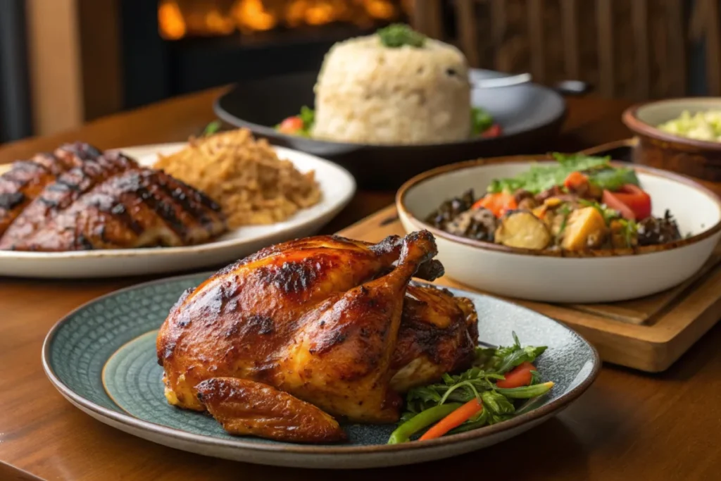 A variety of chicken dishes, including grilled, baked, stir-fried, and slow-cooked options, beautifully plated.